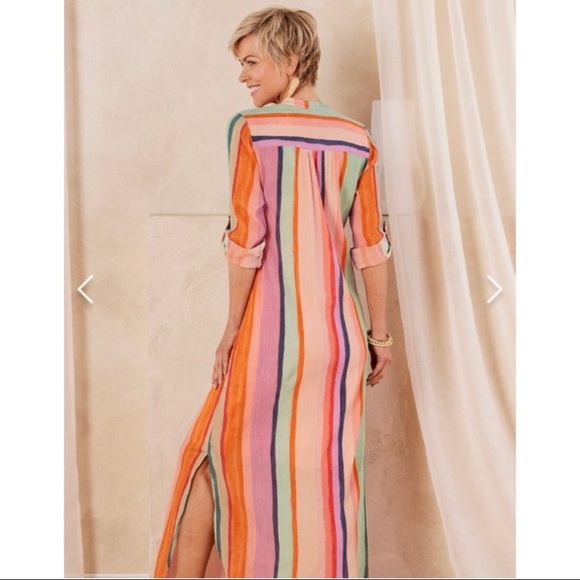 Soft Surroundings Icon Stripe Aruba Caftan Dress Size XS - Picture 2 of 10